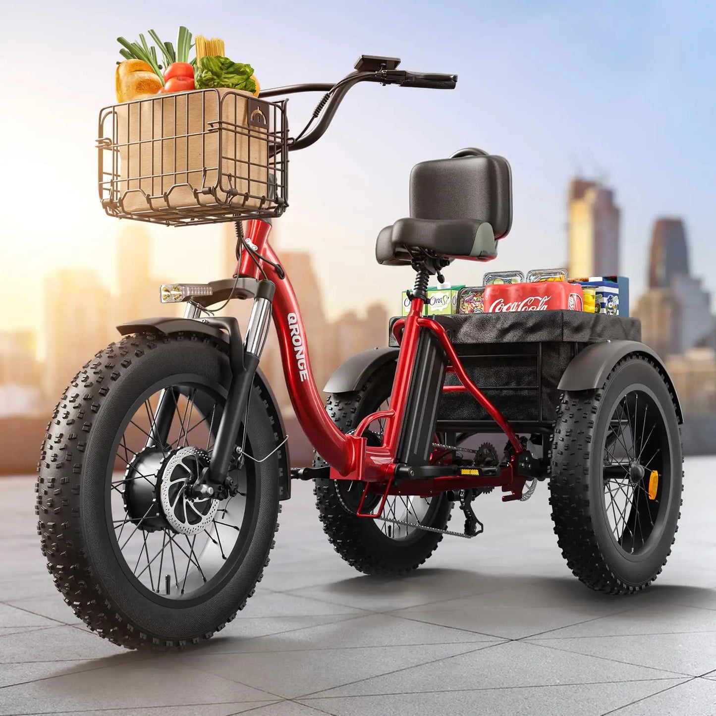 QRONGE 960W Fat Tire Folding Electric Tricycle For Adults