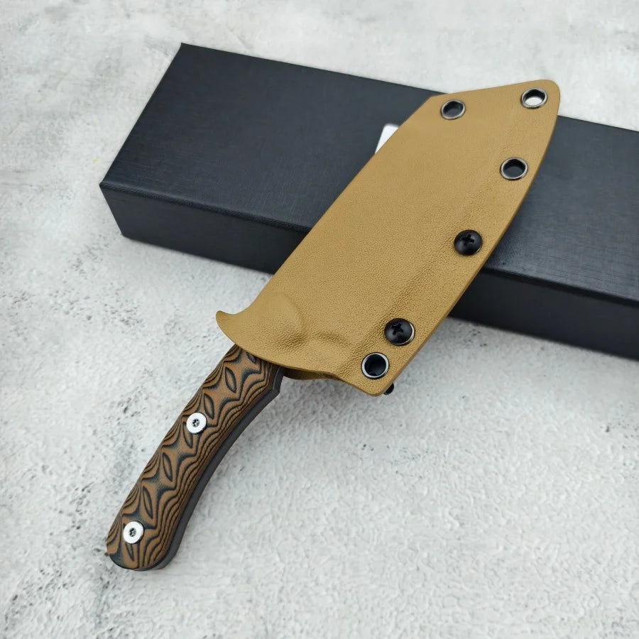 RMJ Outdoor Rock Climbing Knife With 8Cr13MoV Blade G10 Handle