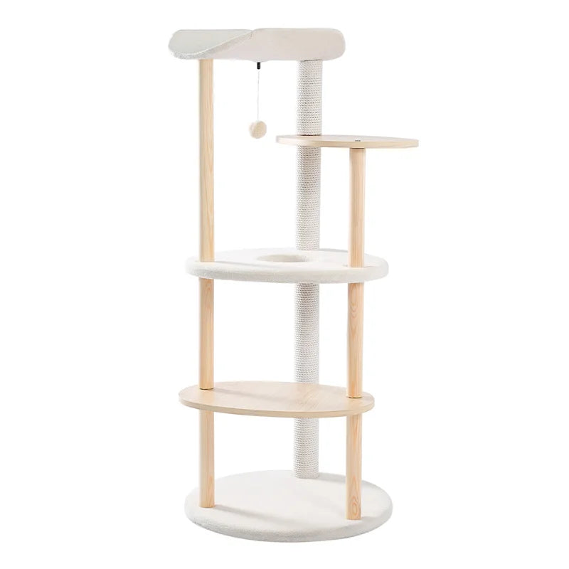 PAWZ Road Modern Wooden Cat Tree Tower With Scratching Post