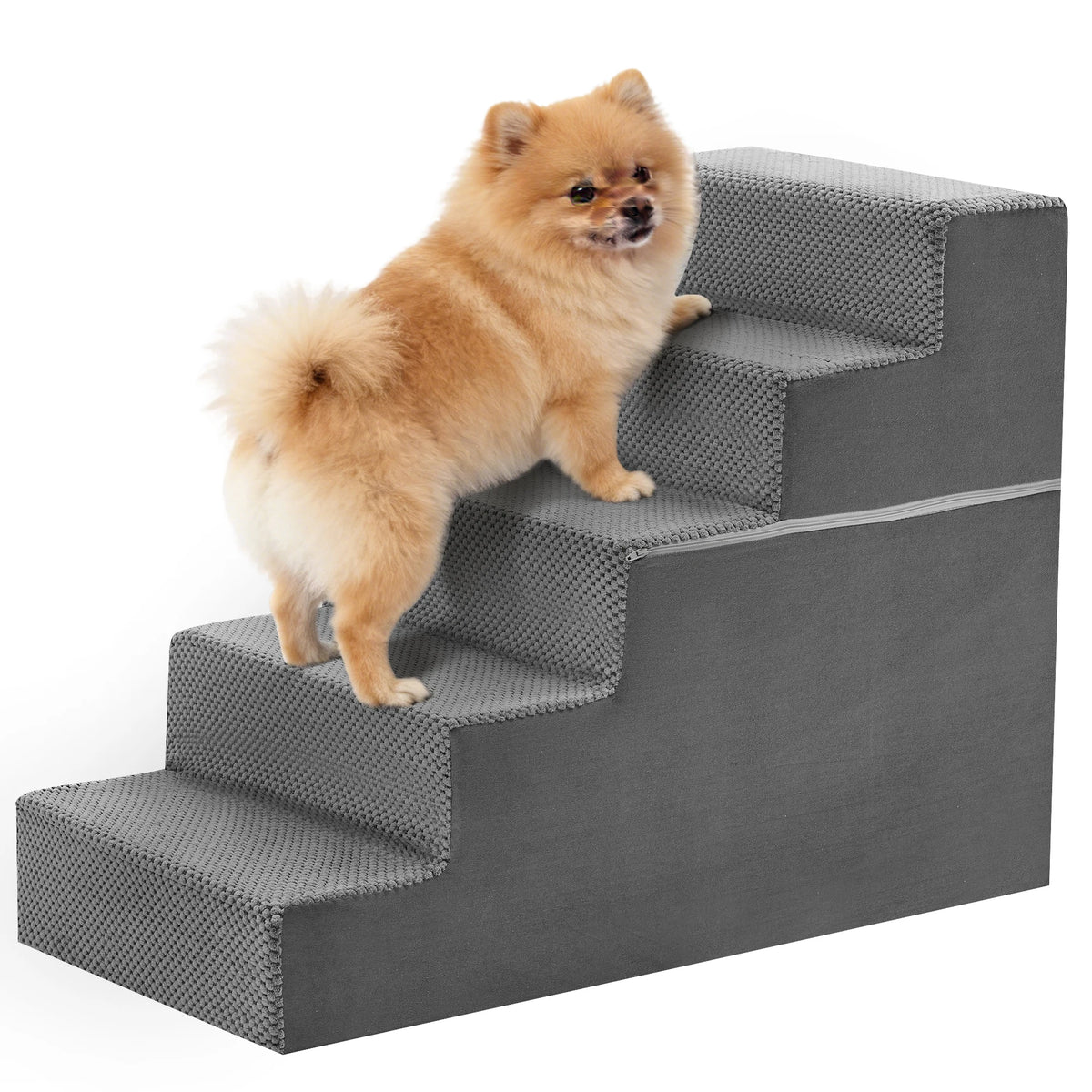 JHK Curved Foam Dog Stairs Non Slip Indoor Pet Ramp