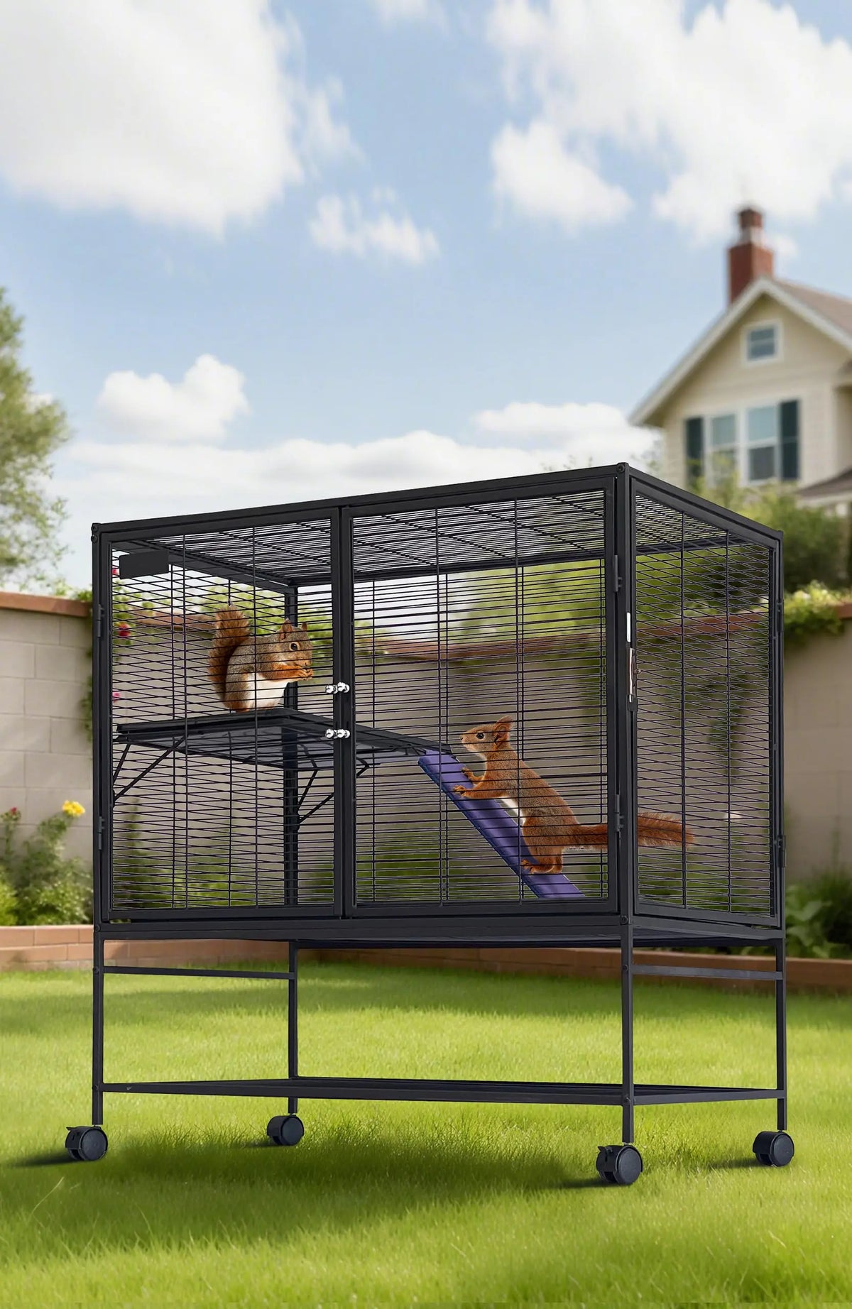 HiMISS Small Animal Cage with Removable Ramp and Tray