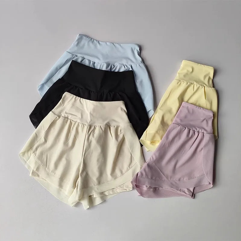 Women's 2-In-1 Quick-Dry Yoga Shorts Mesh Breathable High Waist