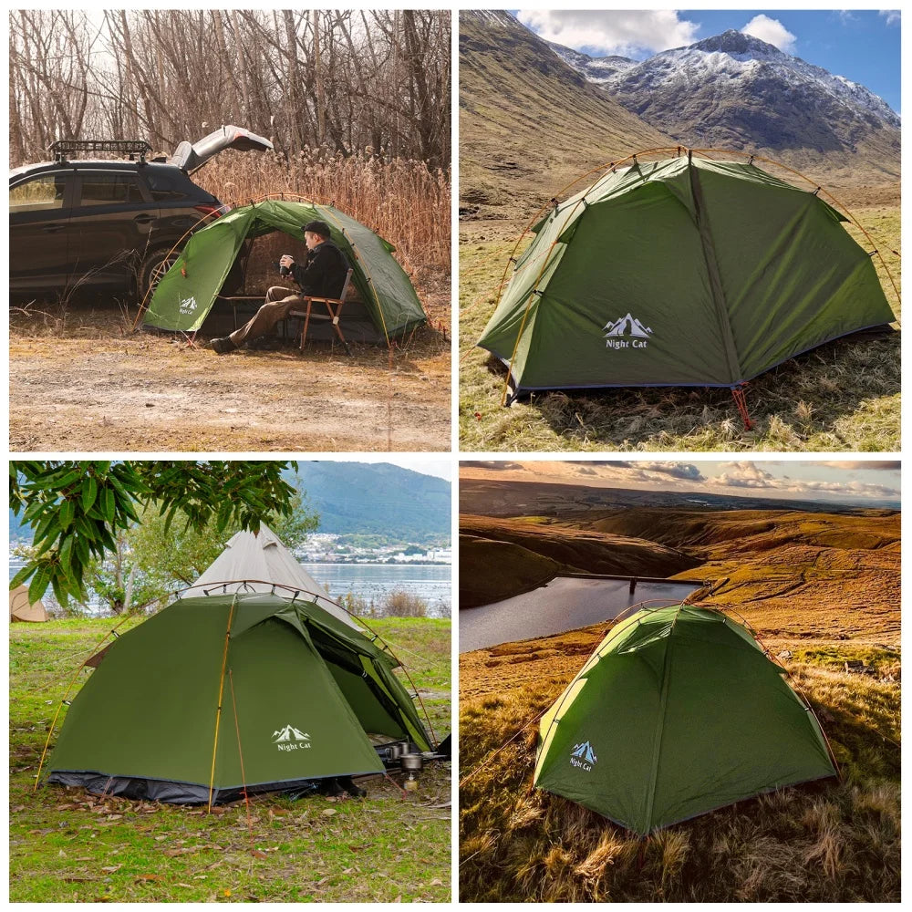 Night Cat Lightweight Waterproof Two Person Backpacking Camping Tent