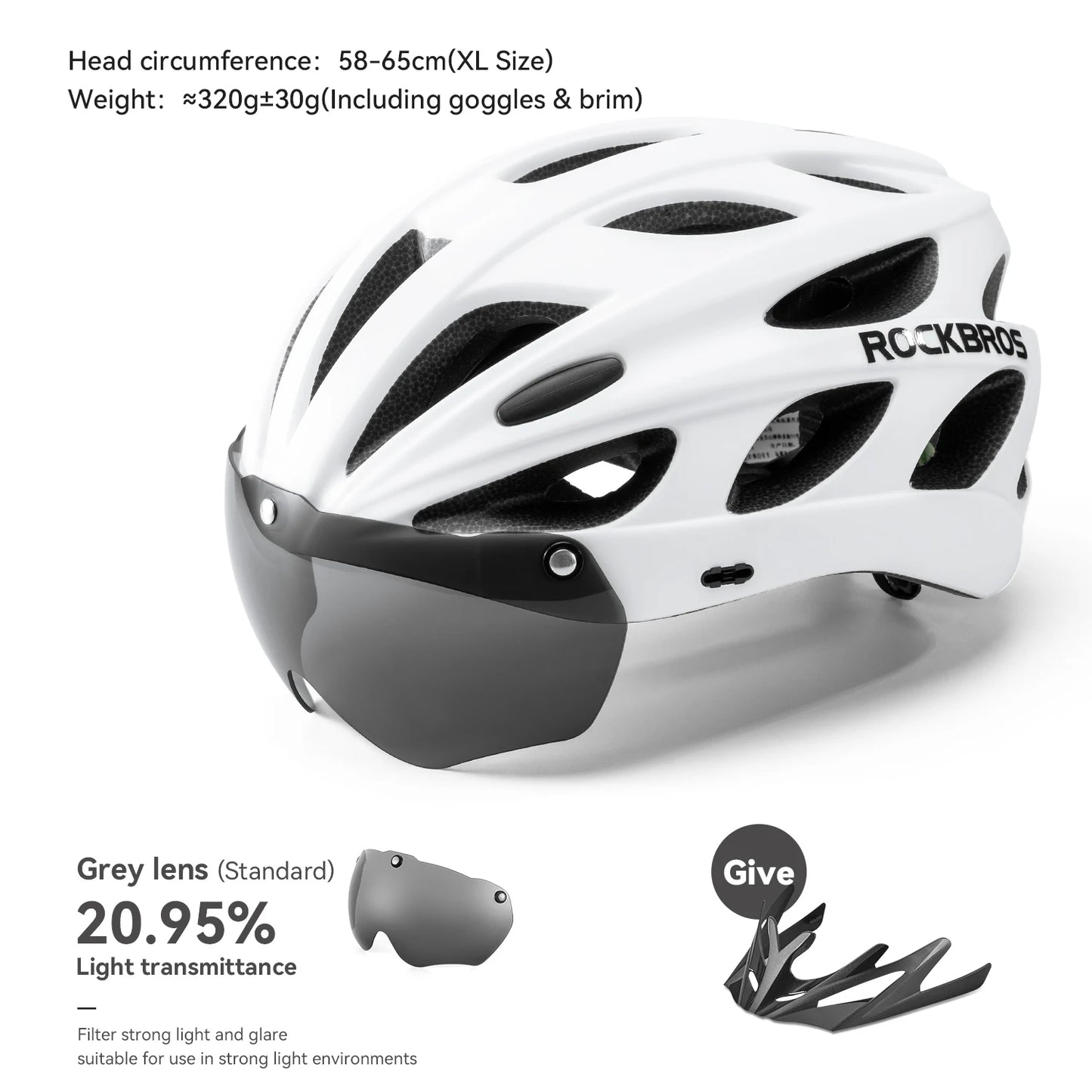 Rockbros Lightweight Cycling Helmet With Goggles For Road And Mountain