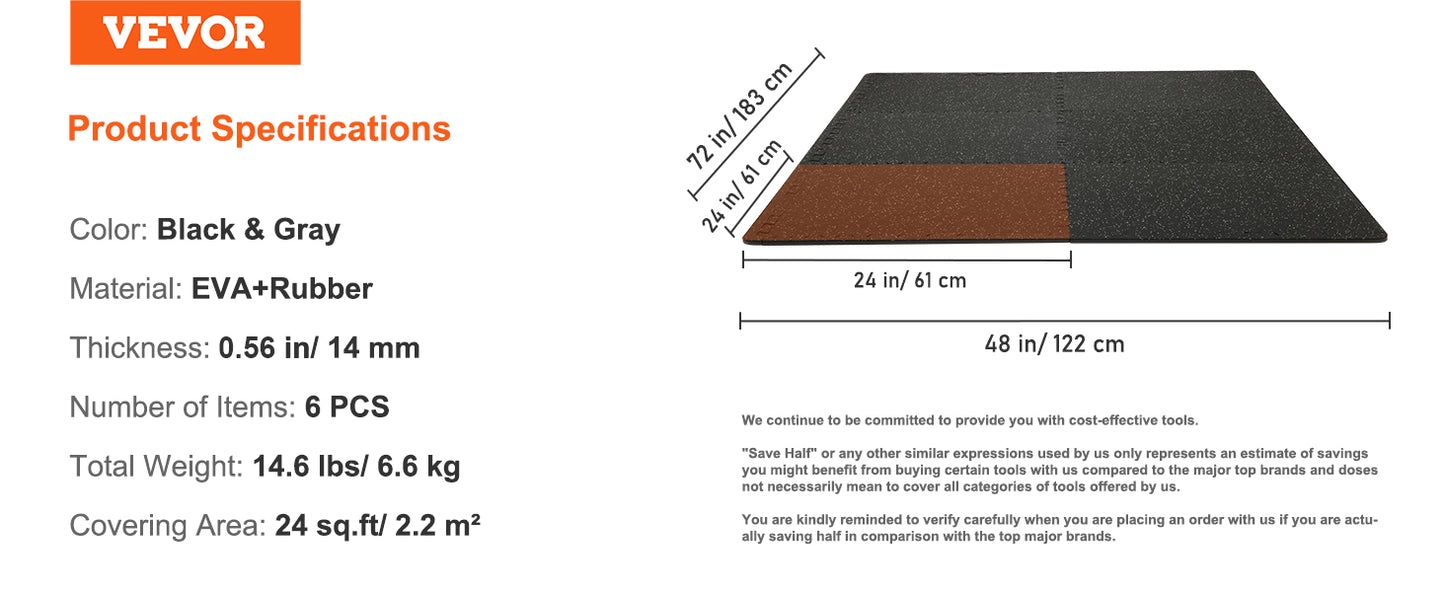 SucceBuy Interlocking EVA Foam Gym Floor Mats Waterproof Exercise Mats