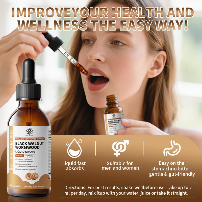IMATCHME Black Walnut Wormwood Liquid Drops for Digestive Health Support