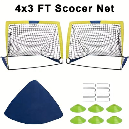 Portable Soccer Goal Set Featuring Two Durable Popup Nets