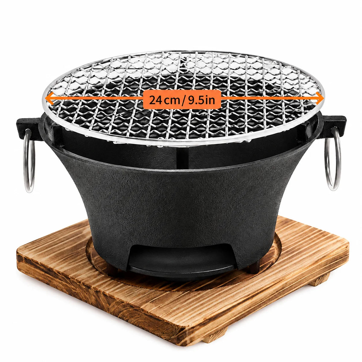 Zoe Portable Charcoal Tabletop Grill With Removable Cast Iron Grate