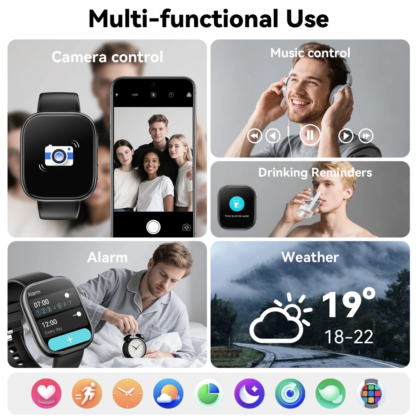 Waterproof Bluetooth Smart Watch With Heart Rate Monitor