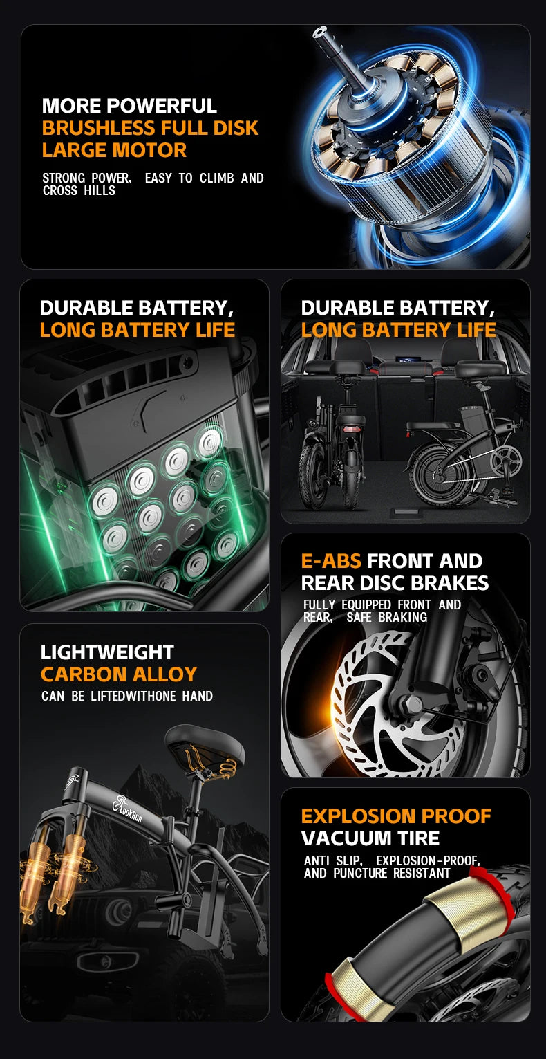 Lookrun G11 Foldable Ebike 600W Peak Power 48V Battery