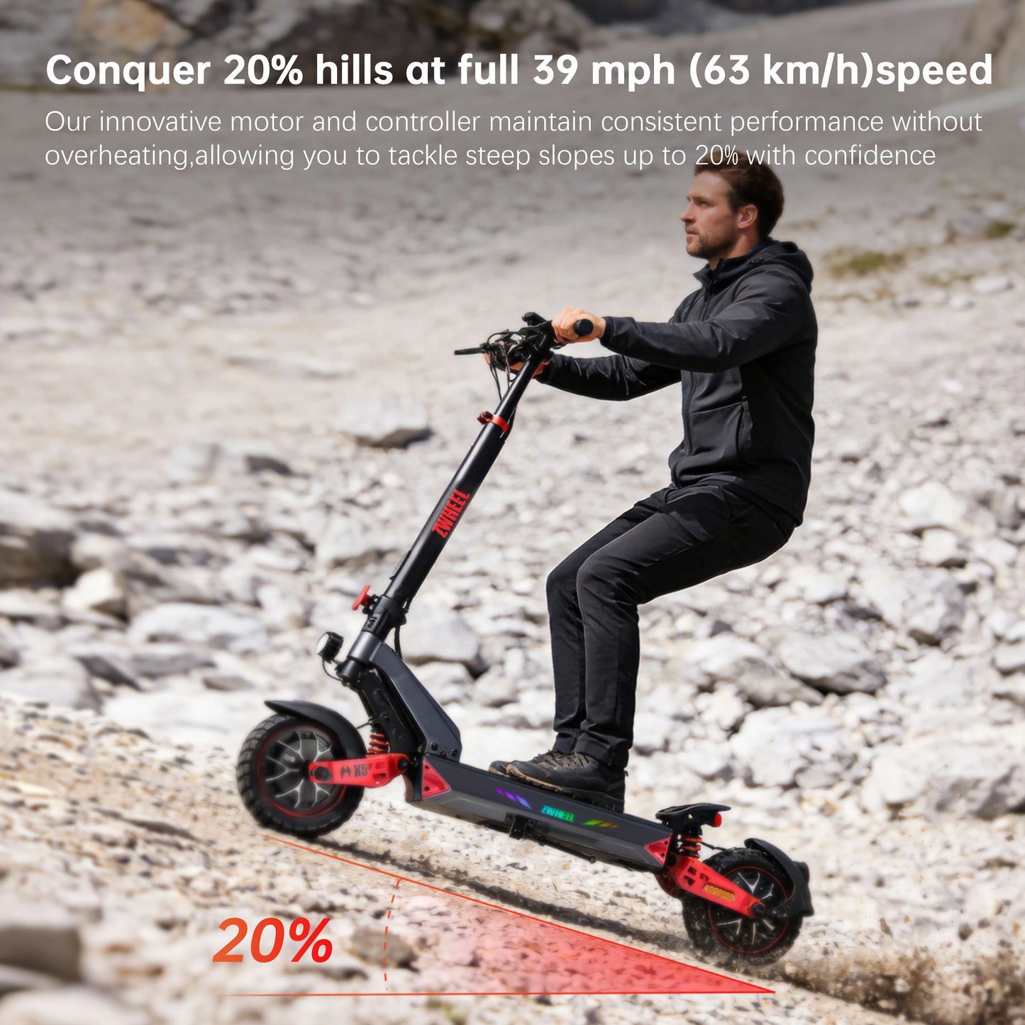ZWHEEL D3 Dual Motors Electric Scooter 2400W 50 Mile Foldable
