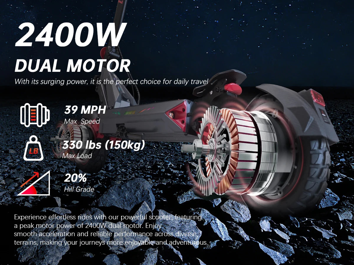 ZWHEEL D3 Dual Motors Electric Scooter 2400W 50 Mile Foldable