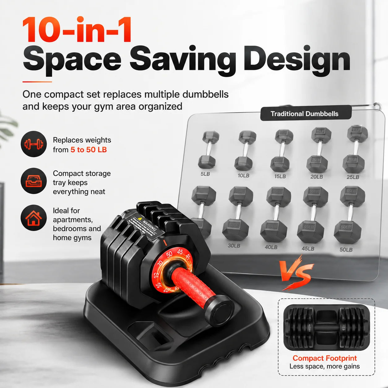 Adjustable Dumbbell Set With Stand For Home Strength Training