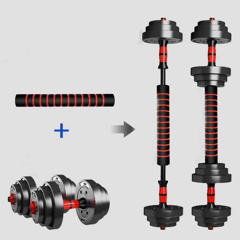 Rubber Coated Adjustable Dumbbell Barbell Home Gym Strength Training