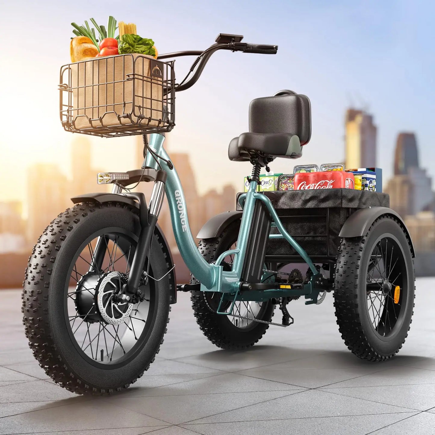 QRONGE 960W Fat Tire Folding Electric Tricycle For Adults