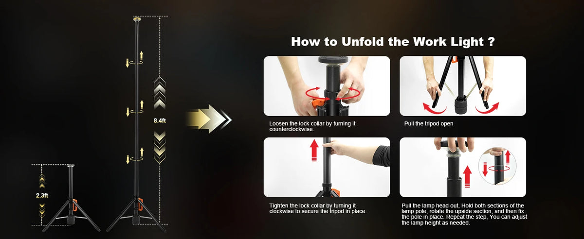 Rechargeable LED Work Light with Remote Control 360 Degree Coverage