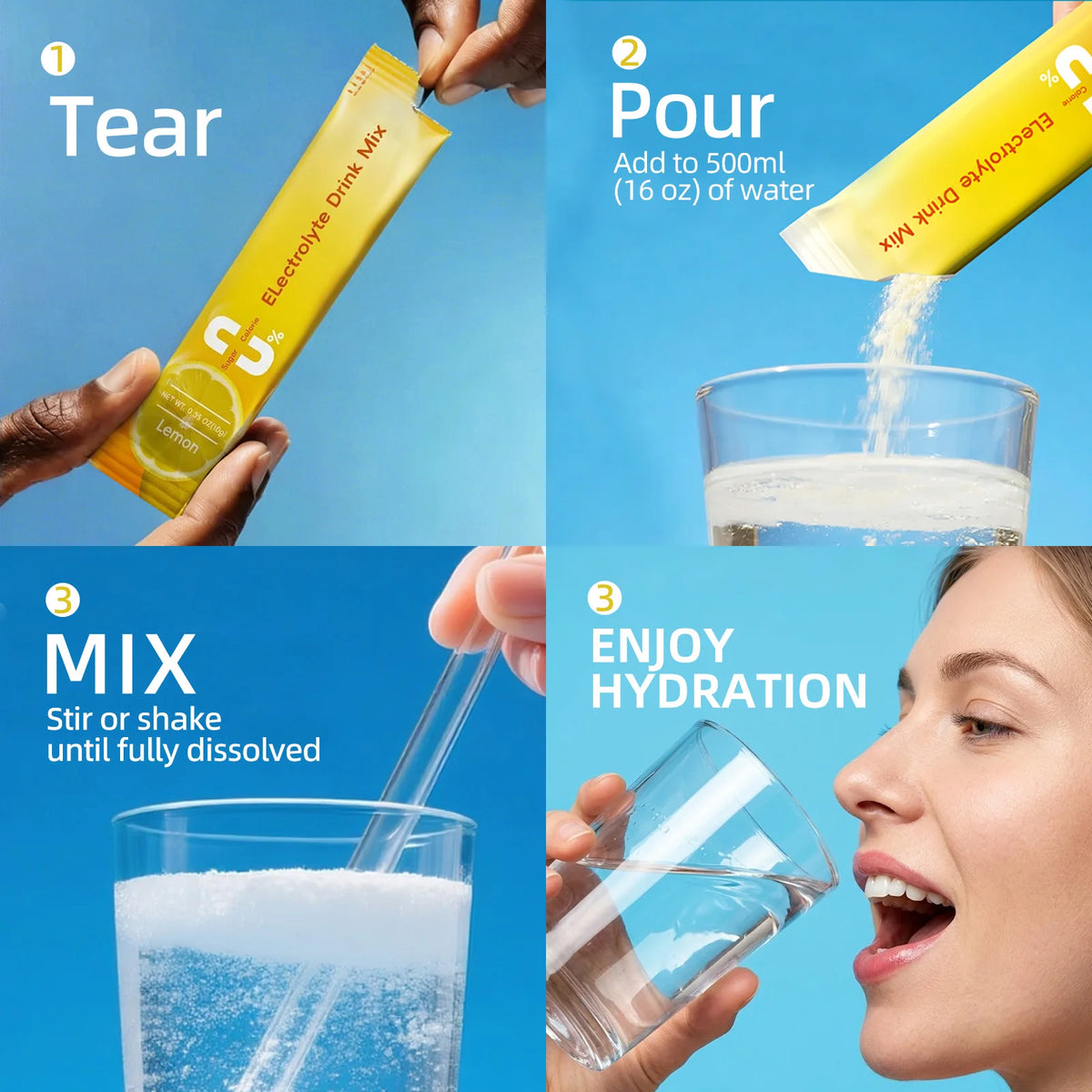 Beworths Sugar Free Zero Calorie Electrolyte Powder Hydration Mix