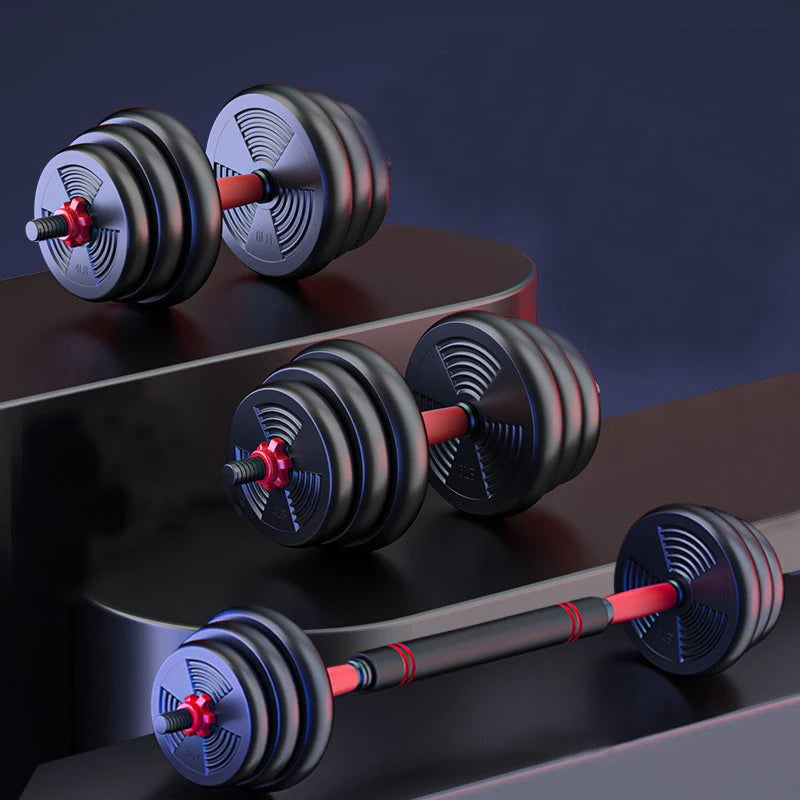 Rubber Coated Adjustable Dumbbell Barbell Home Gym Strength Training
