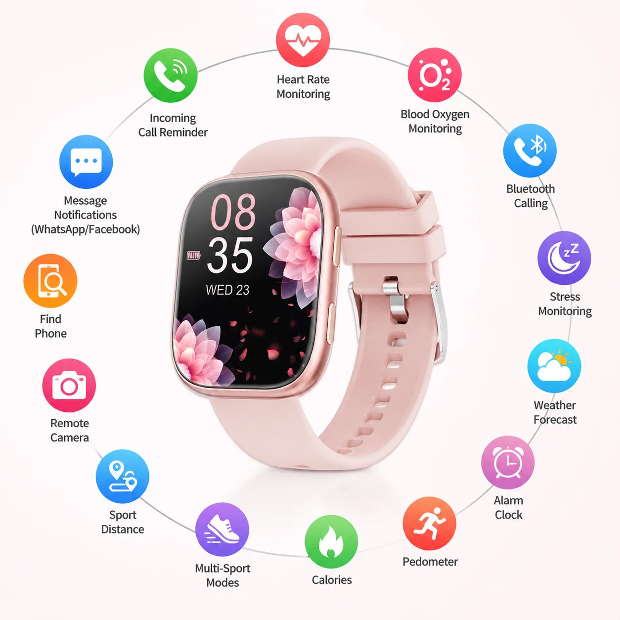 Waterproof Bluetooth Smart Watch With Heart Rate Monitor