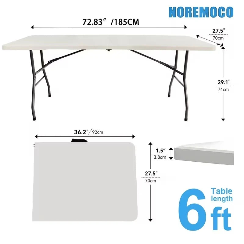 NOREMOCO Folding Portable Table With Carry Handle And Safety Lock