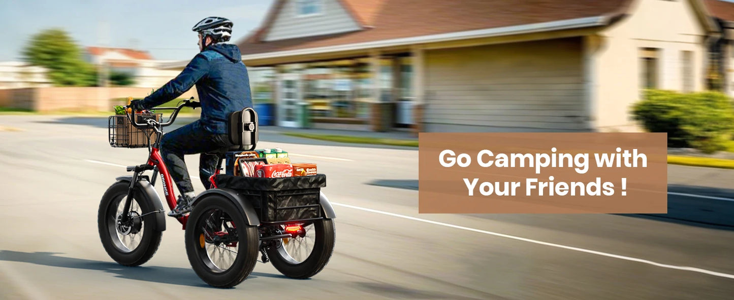 QRONGE 960W Fat Tire Folding Electric Tricycle For Adults