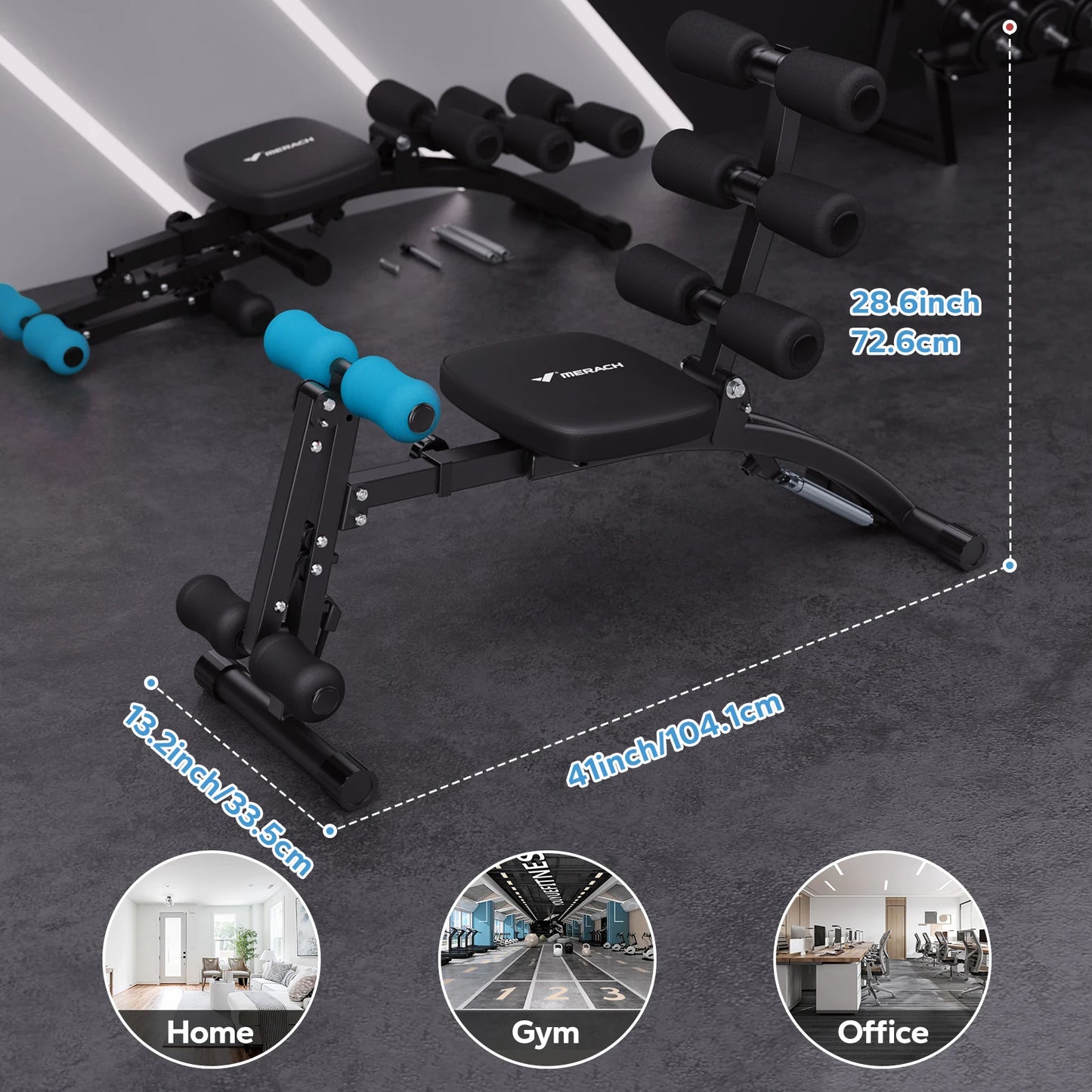 MERACH Ab Machine MultiFunctional Adjustable Ab Trainer