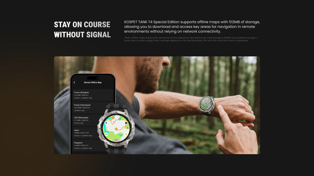 KOSPET Tank T4 GPS Smartwatch Offline Maps And Sports Tracking