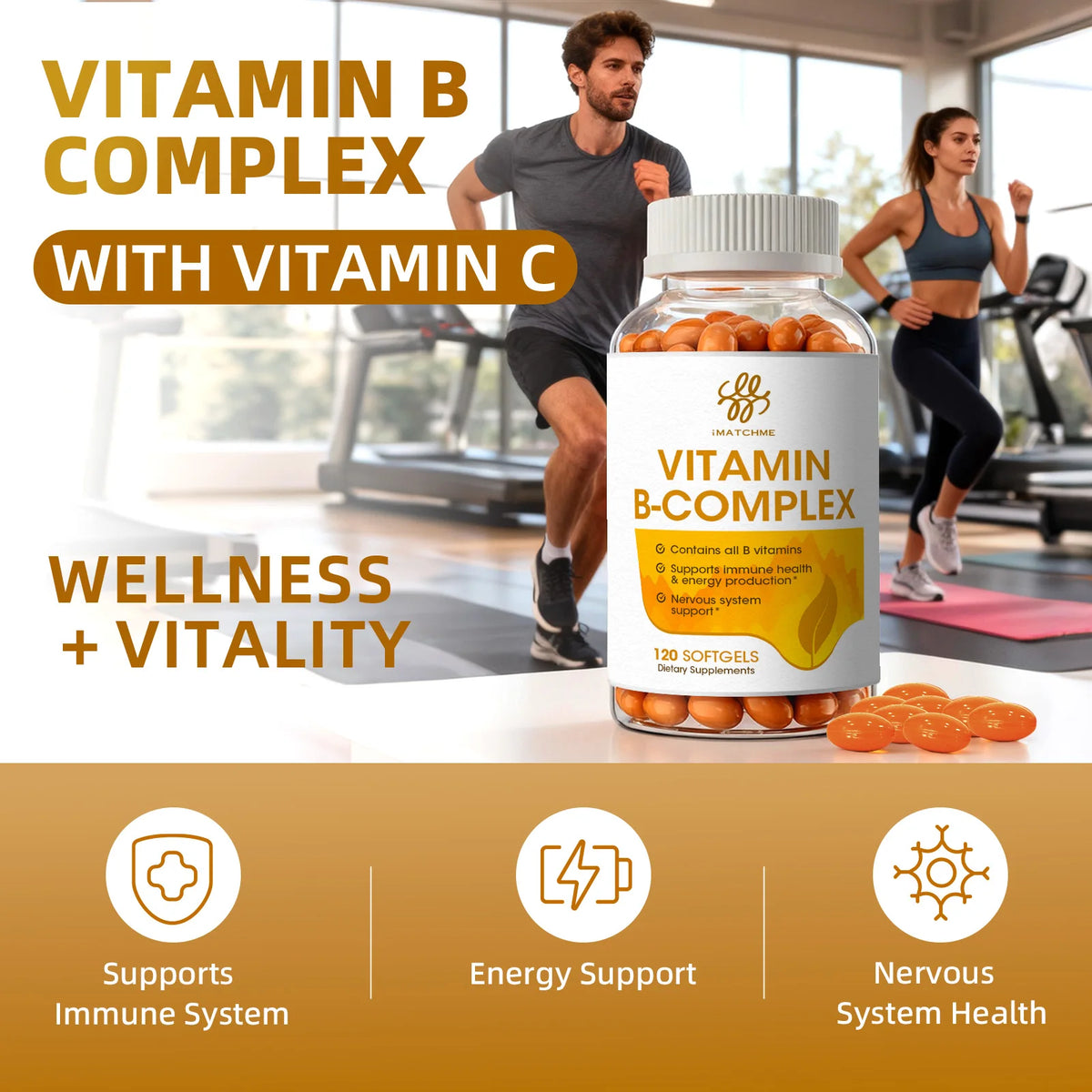 IMATCHME Vitamin B Complex Capsules for Stress and Immune Support