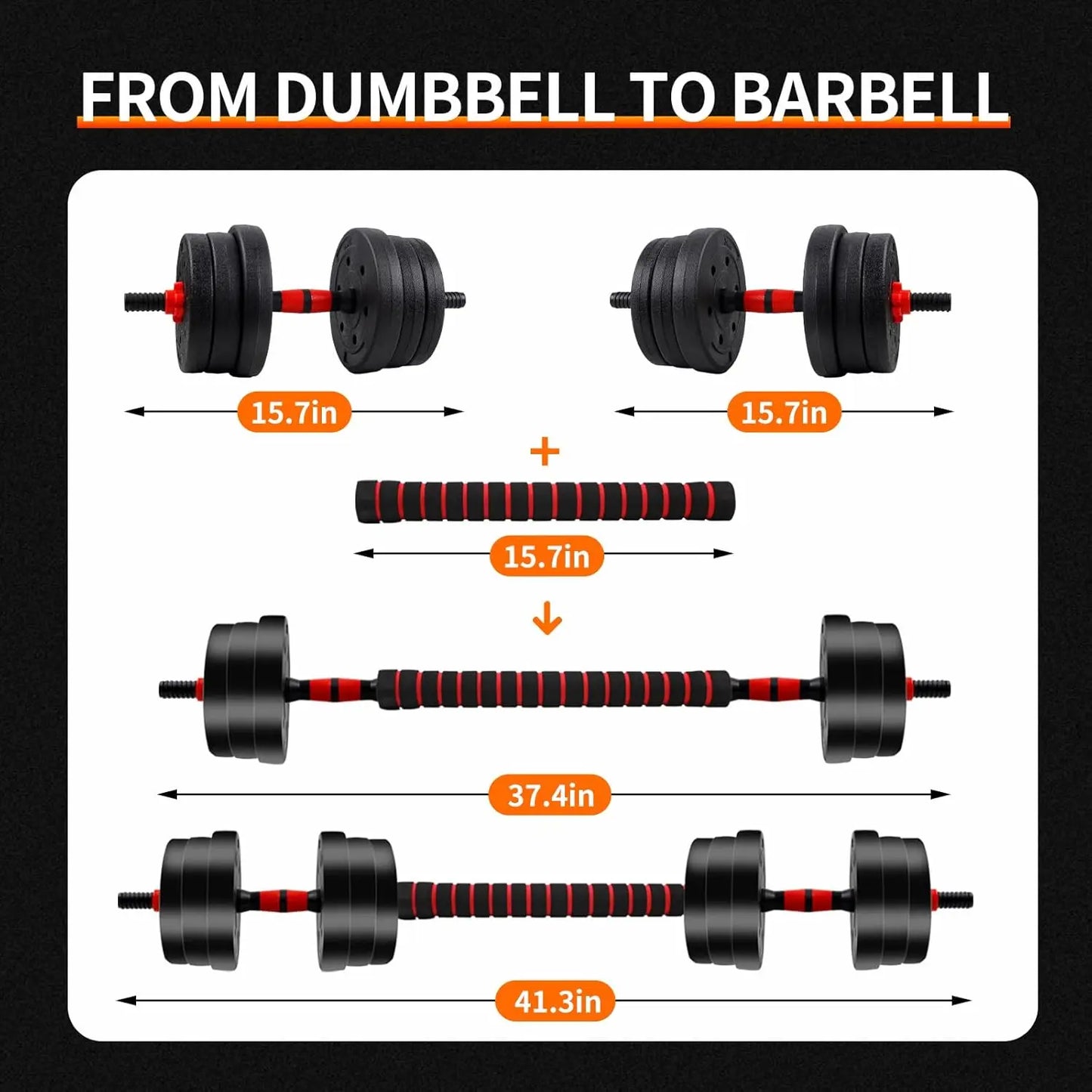 Rubber Coated Adjustable Dumbbell Barbell Home Gym Strength Training