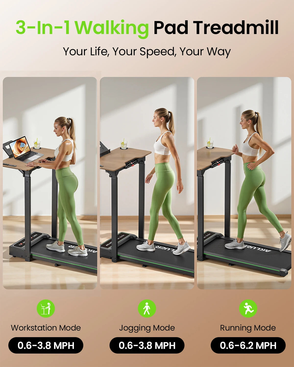 AKLUER Folding Walking Pad Treadmill 2.5HP For Home Office
