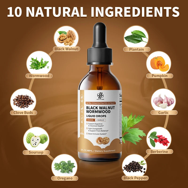 IMATCHME Black Walnut Wormwood Liquid Drops for Digestive Health Support