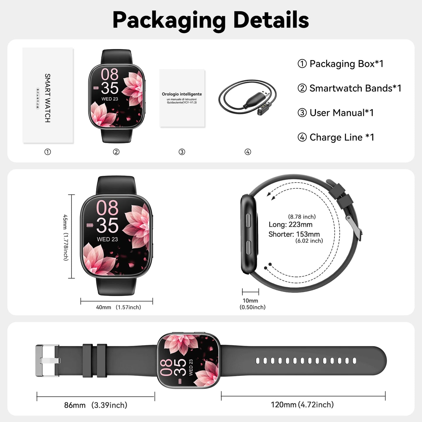 Waterproof Bluetooth Smart Watch With Heart Rate Monitor