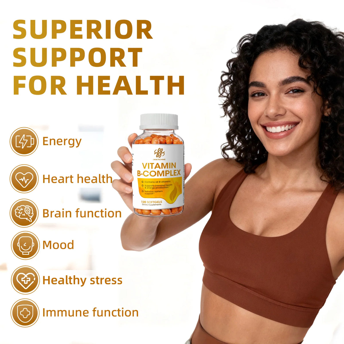 IMATCHME Vitamin B Complex Capsules for Stress and Immune Support