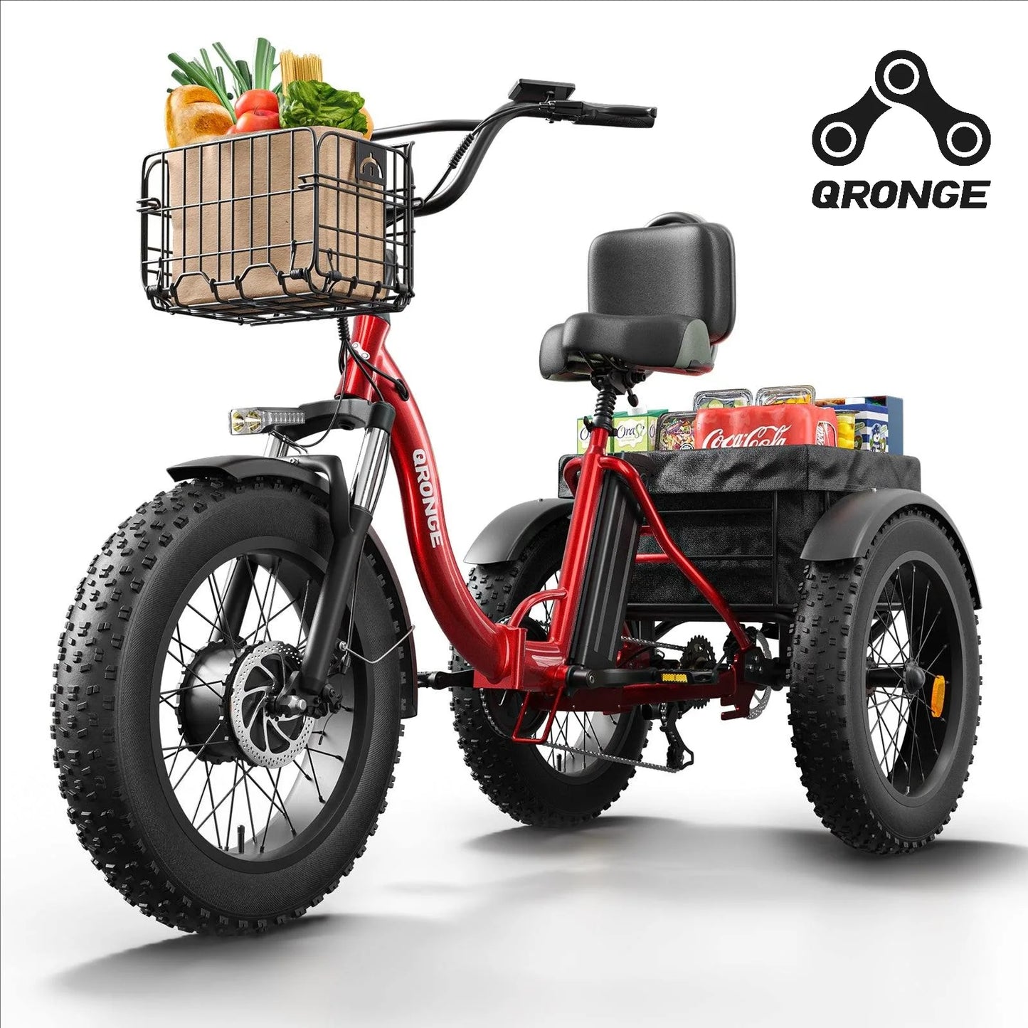 QRONGE 960W Fat Tire Folding Electric Tricycle For Adults