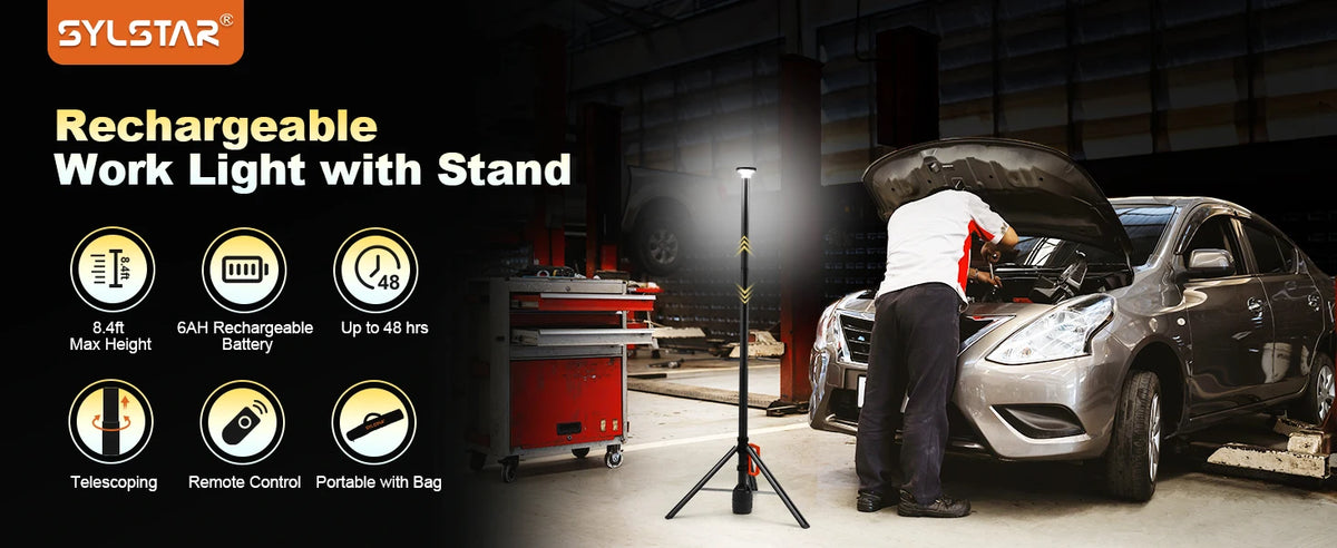 Rechargeable LED Work Light with Remote Control 360 Degree Coverage