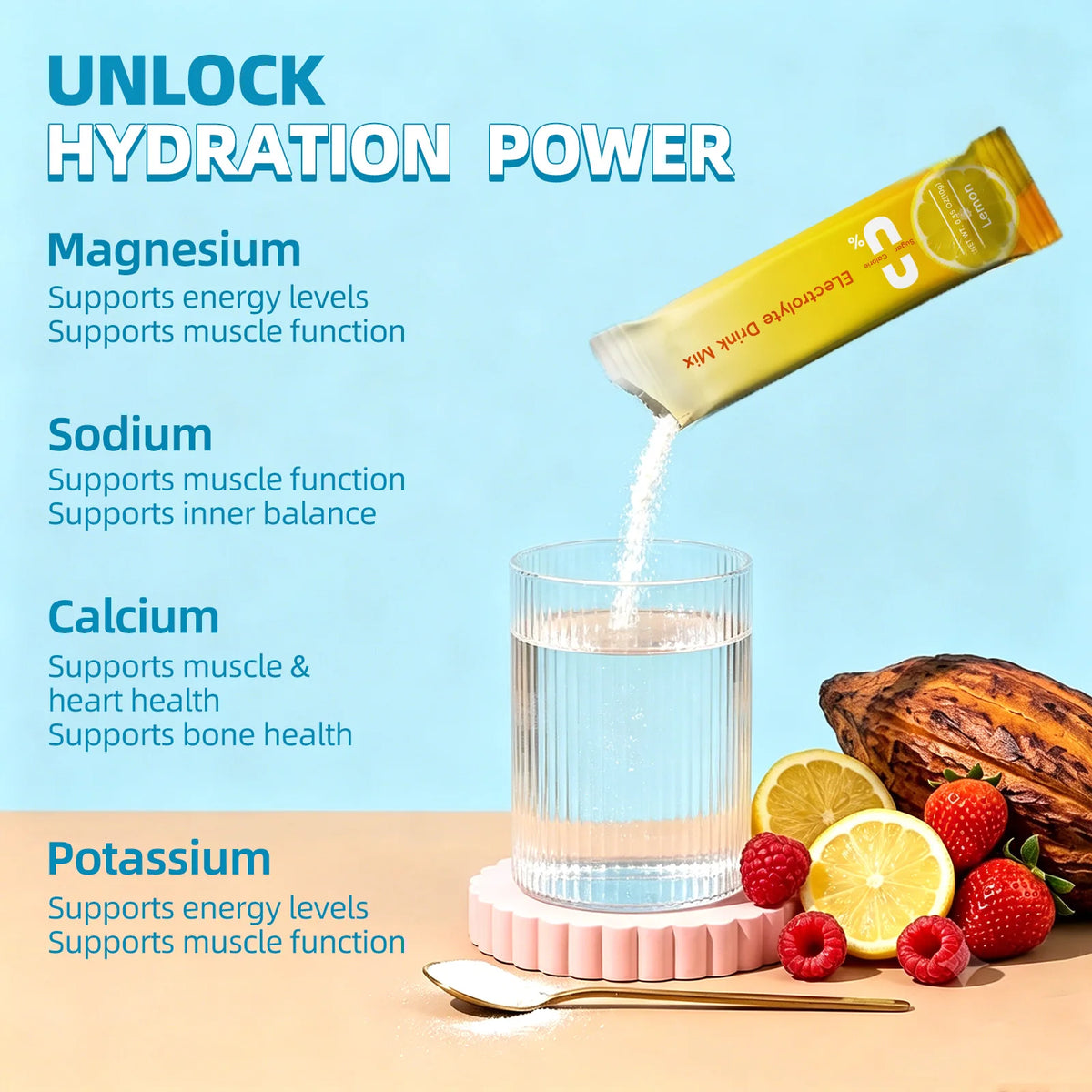 Beworths Sugar Free Zero Calorie Electrolyte Powder Hydration Mix