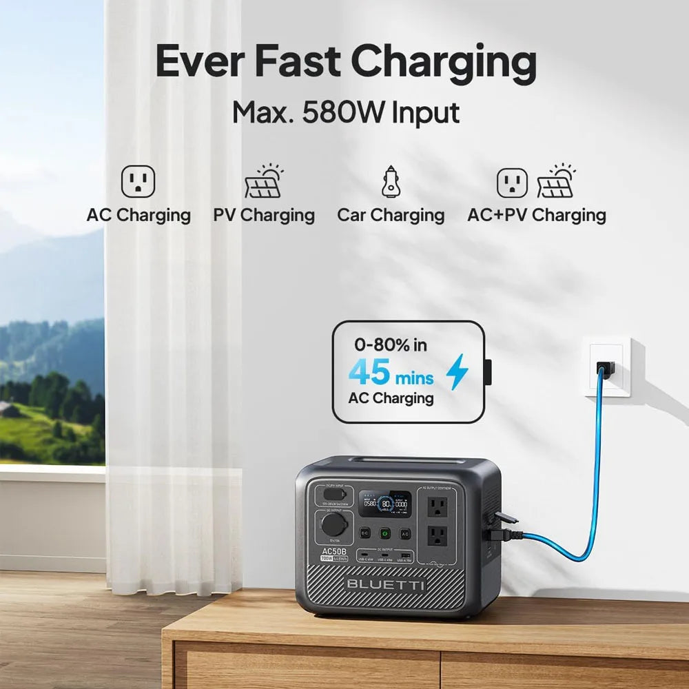 BLUETTI AC50B Portable Power Station 700W 448Wh Solar Generator