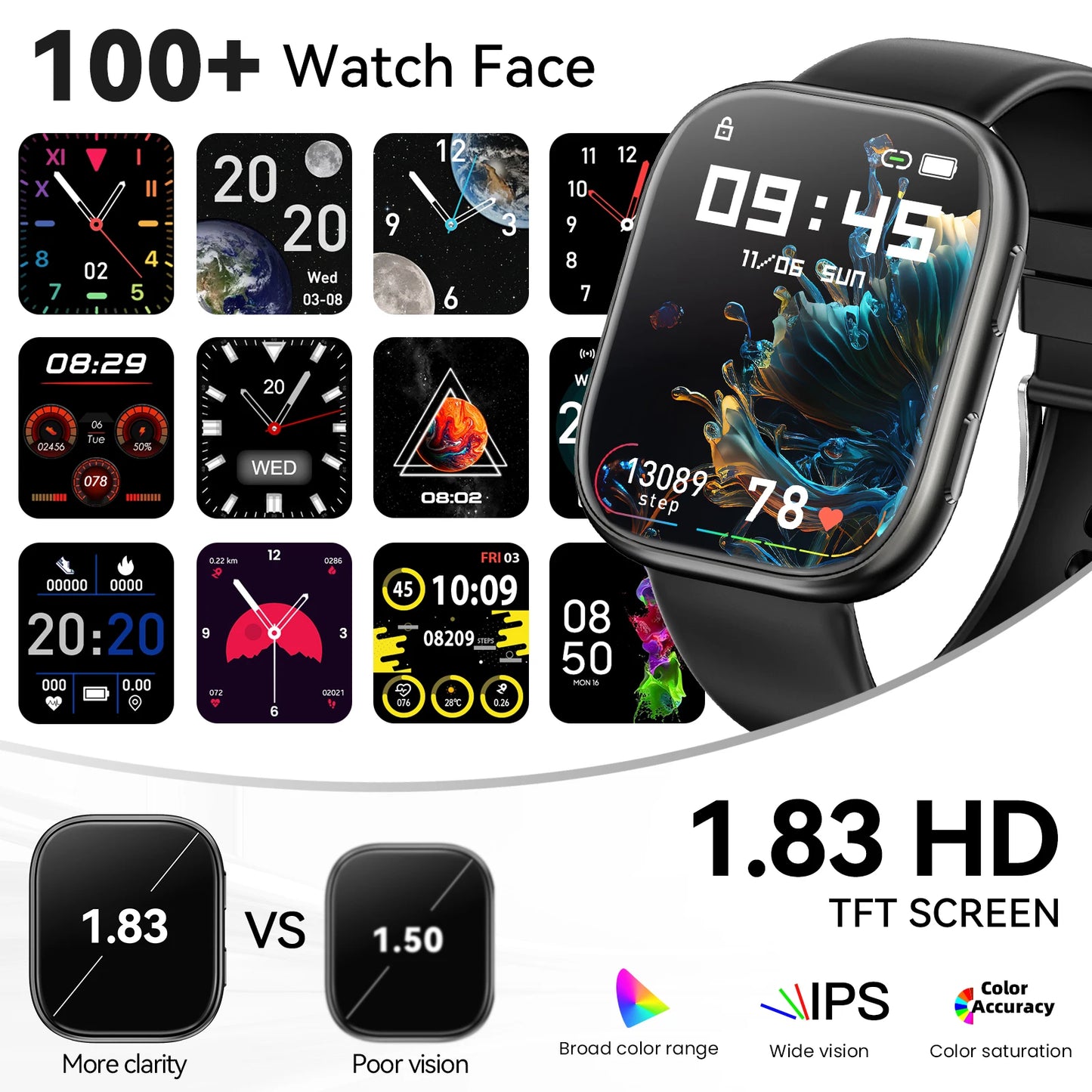 Waterproof Bluetooth Smart Watch With Heart Rate Monitor