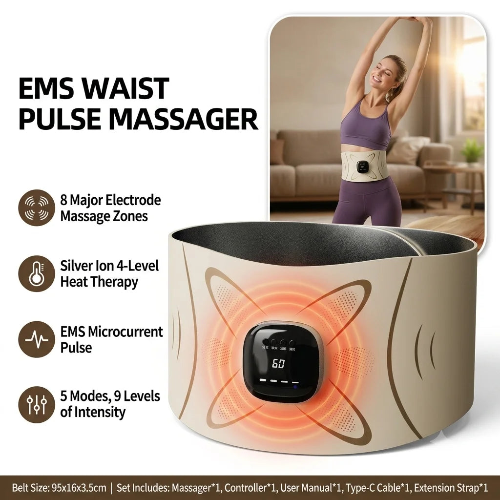 Jitesy EMS Abdominal Muscle Stimulator Belt With Heat Therapy