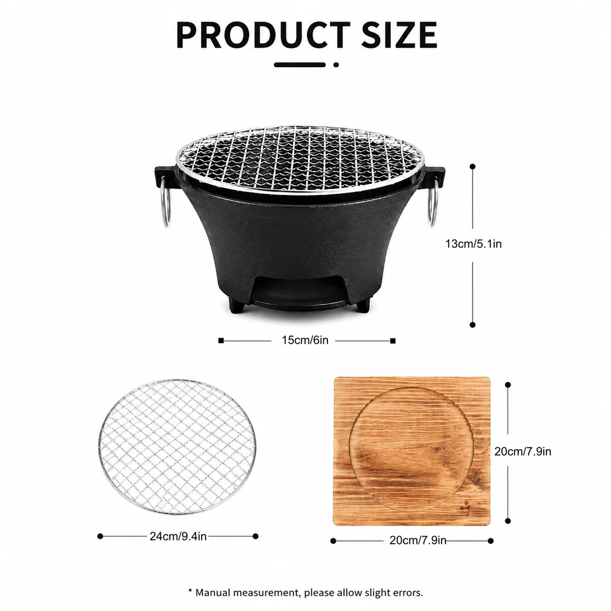 Zoe Portable Charcoal Tabletop Grill With Removable Cast Iron Grate