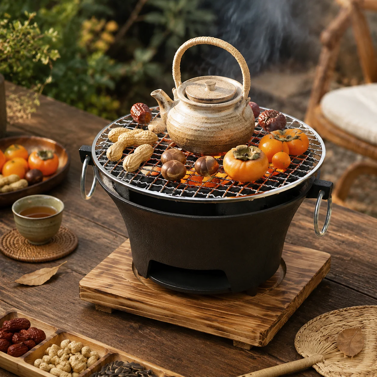 Zoe Portable Charcoal Tabletop Grill With Removable Cast Iron Grate