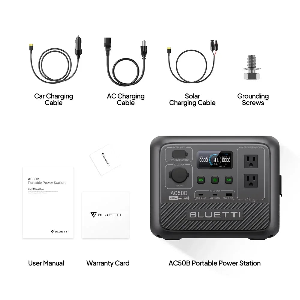 BLUETTI AC50B Portable Power Station 700W 448Wh Solar Generator