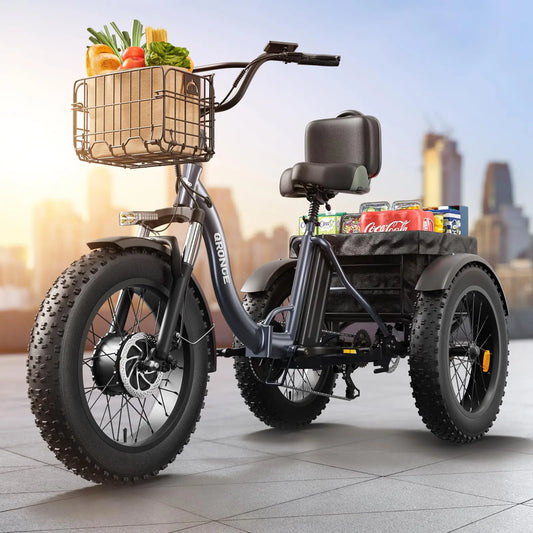 QRONGE 960W Fat Tire Folding Electric Tricycle For Adults