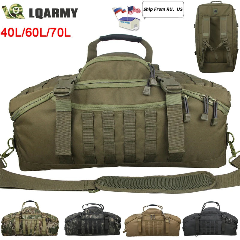 LQARMY Waterproof Convertible Travel Duffel Bag for Weekend Trips