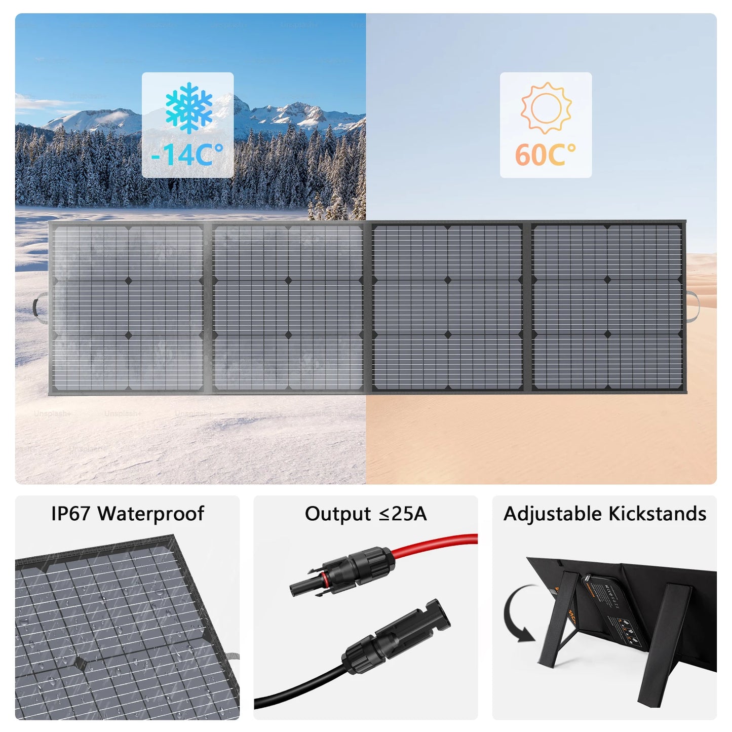 MHPOWOS Portable Foldable Solar Panel Waterproof 220W Charger