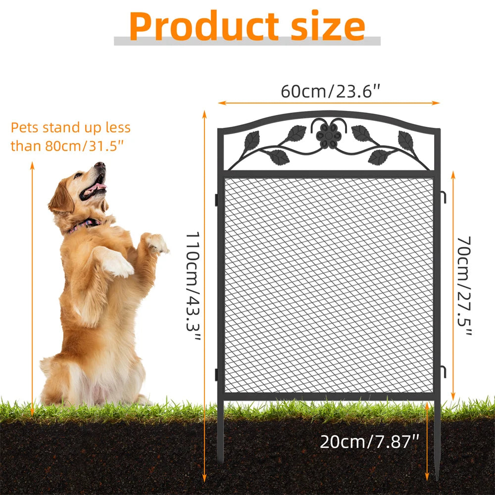 BORWART Tall Wrought Iron Dog Fence Panels For Pet Containment