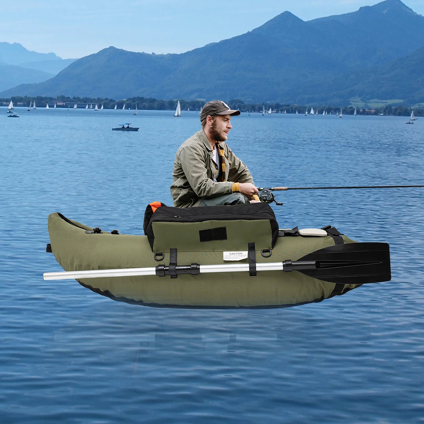 Inflatable Fishing Boat With Adjustable Backrest For 130kg Load Capacity