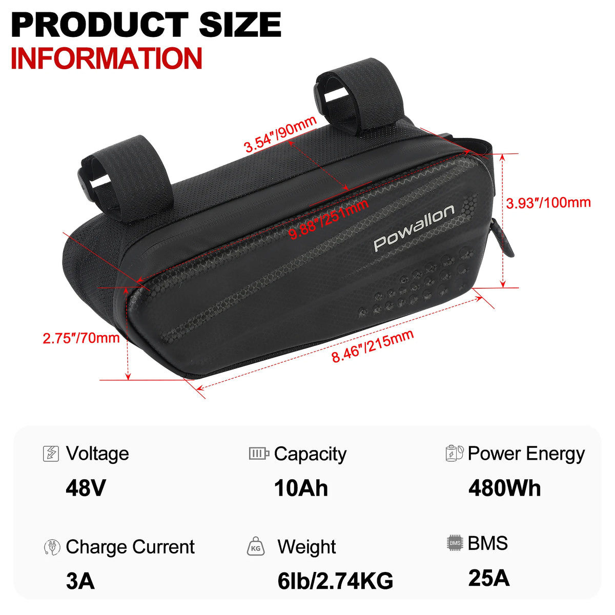 Electric Bike Triangle Battery With Waterproof Hard Case