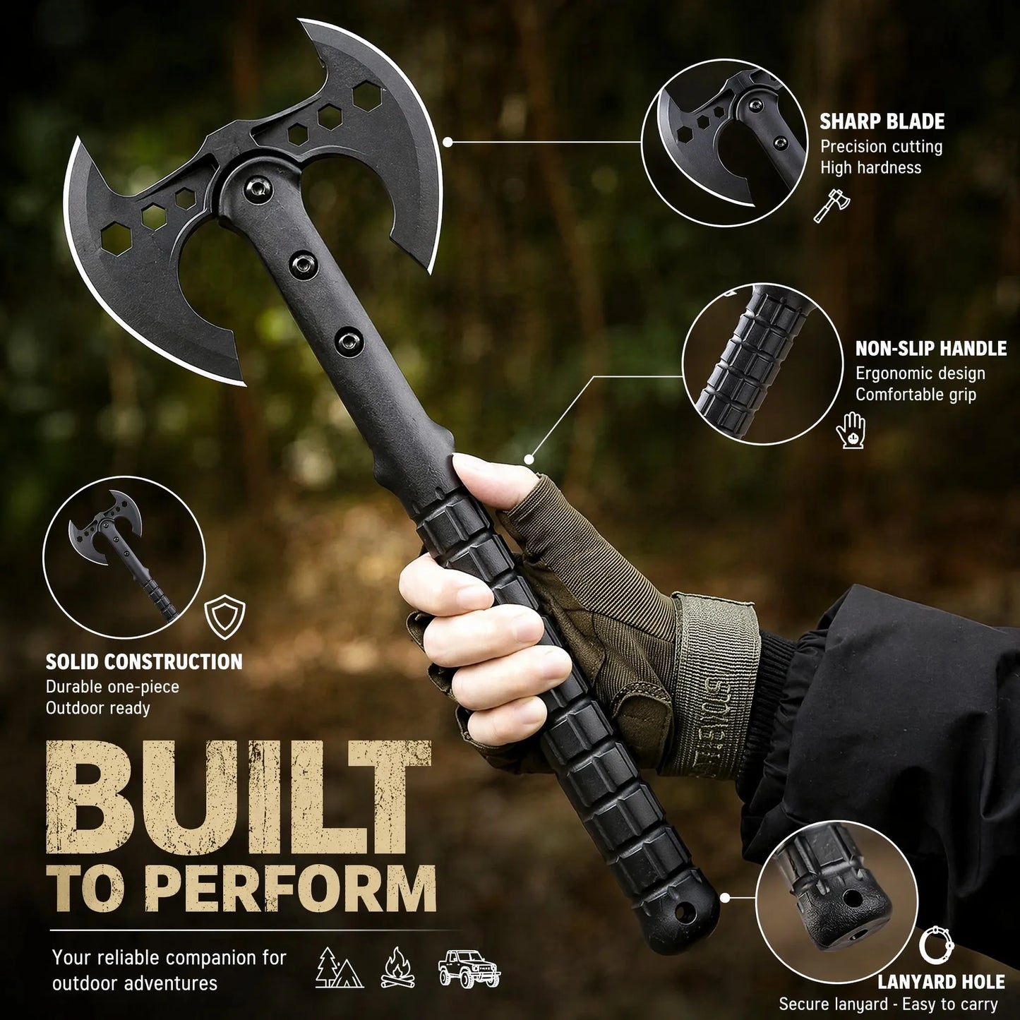 Versatile Double Edged Tactical Axes For Camping And Chopping