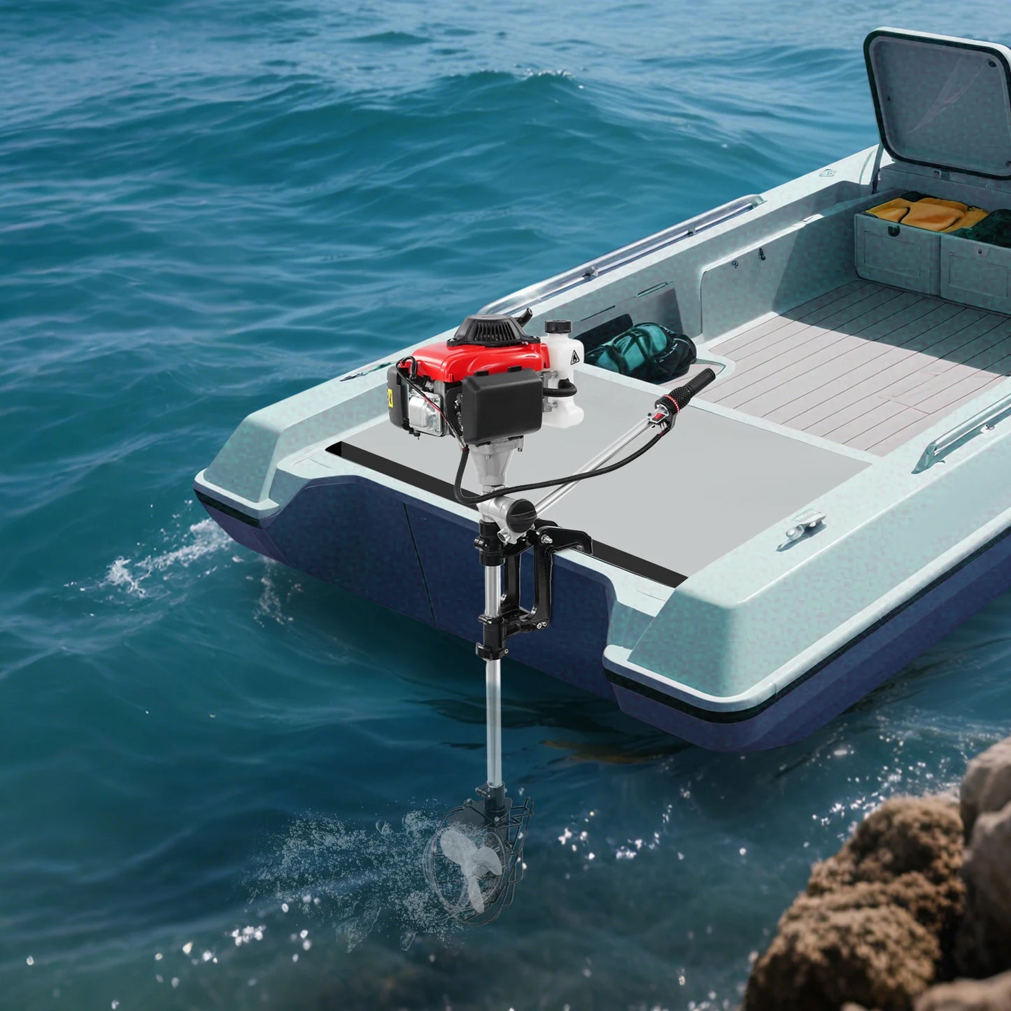 Bymaocar 4.0HP Gasoline Outboard Motor Air Cooled Single Cylinder Engine